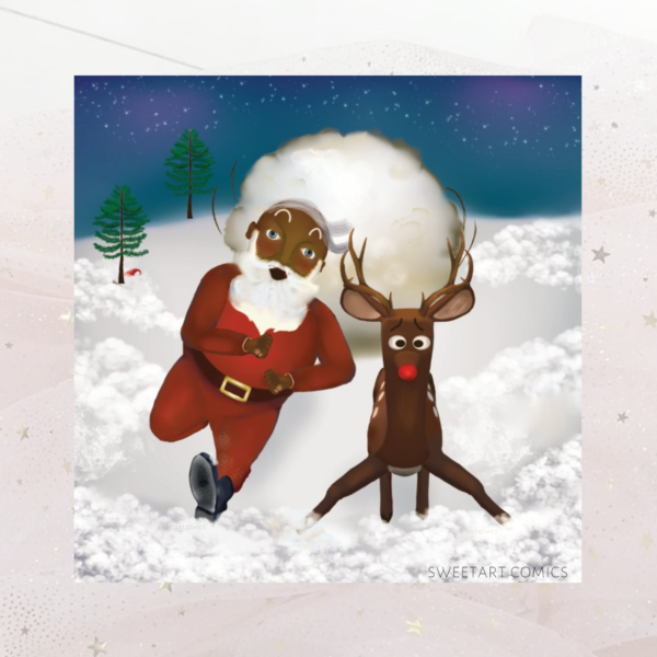 Santa and Rudloph Fleeing A Giant Snowball - Image 2