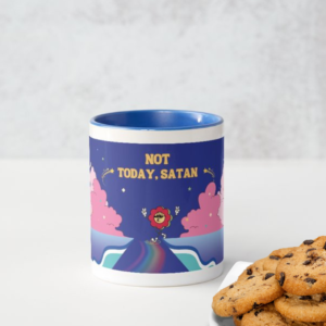 not today satan retro mug