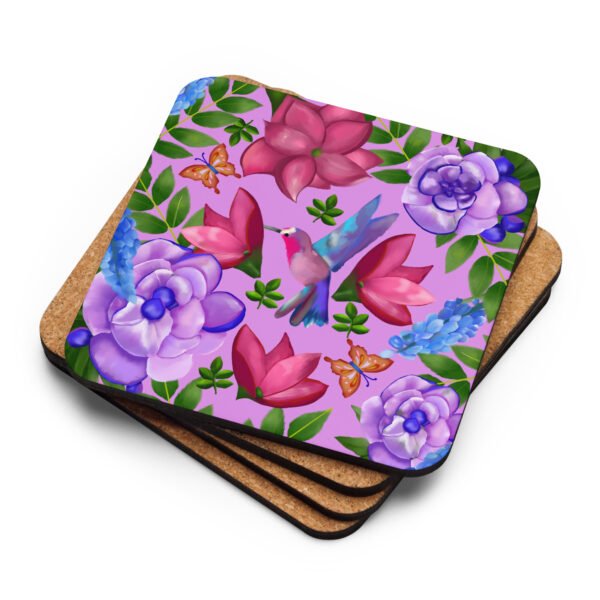 floral lilac cork backed coasters
